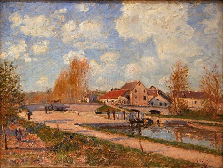 Alfred Sisley The Bourgogne Lock at Moret, Spring France oil painting art